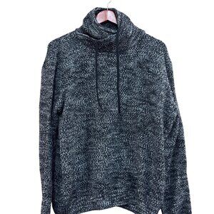 Forever 21 Mens Black & White Knit Sweater With Drawstring Cowl Neck Size L